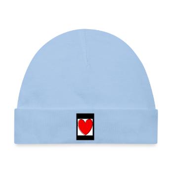 Herz rot Muster Herzmuster Geschenk Herz Muster h - Baby Premium Organic Mütze - Hellblau - Vorne