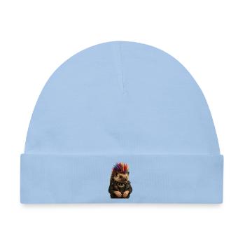 Bunter Igel Punk mit stylischem Flair - Baby Premium Organic Mütze - Hellblau - Vorne