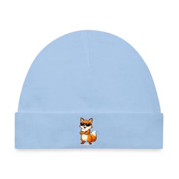 Cooler Fuchs mit Sonnenbrille - Baby Premium Organic Mütze - Hellblau - Vorne