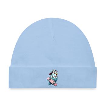 Cooler Skateboard-Vogel mit Cap – Streetstyle Desi - Baby Premium Organic Mütze - Hellblau - Vorne