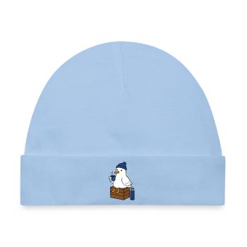 Möwe im Winterstil Kaffeepause - Baby Premium Organic Mütze - Hellblau - Vorne