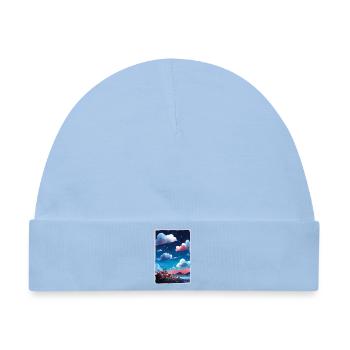 Nacht über der Küstenstadt - Baby Premium Organic Mütze - Hellblau - Vorne