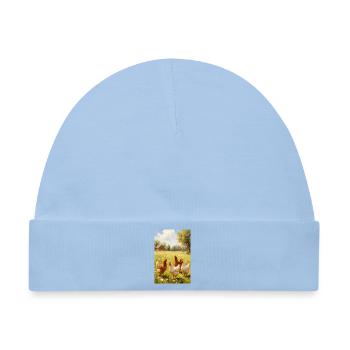 Weidehühner im sonnenbeschienenen Feld - Baby Premium Organic Mütze - Hellblau - Vorne