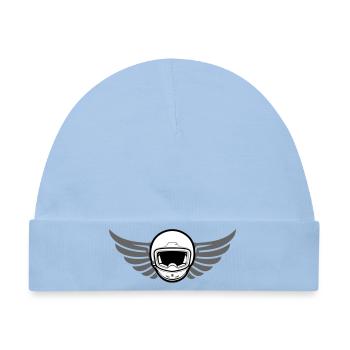 Motocross Motorradhelm mit Flügel - Baby Premium Organic Mütze - Hellblau - Vorne