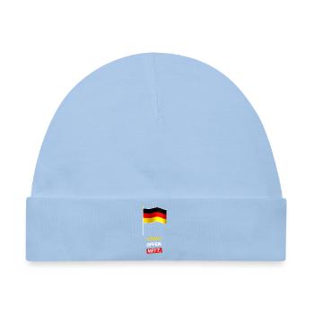 Stolz. Offen. Nett. - Fahne Schwarz Rot Gold - Baby Premium Organic Mütze - Hellblau - Vorne