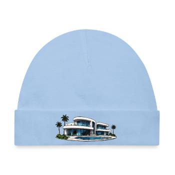 Luxus Villa mit Rundpool - Baby Premium Organic Mütze - Hellblau - Vorne