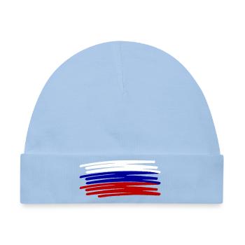 Russland Flagge Fahne Strichzeichnung gemalt - Baby Premium Organic Mütze - Hellblau - Vorne