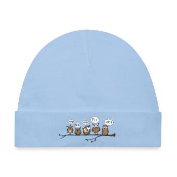 moin eulen lustig tier illustration morgen hamburg - Baby Premium Organic Mütze - Hellblau - Vorne