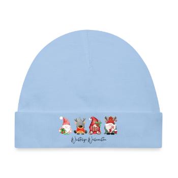 Vier Festliche Weihnachtswichtel - Baby Premium Organic Mütze - Hellblau - Vorne