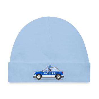 Polizeiauto mit Polizist in Blau und Silber - Baby Premium Organic Mütze - Hellblau - Vorne