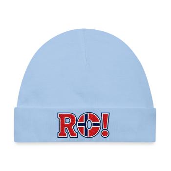 RO! Norwegisches "besticktes" Unterstützerdesign - Baby Premium Organic Mütze - Hellblau - Vorne