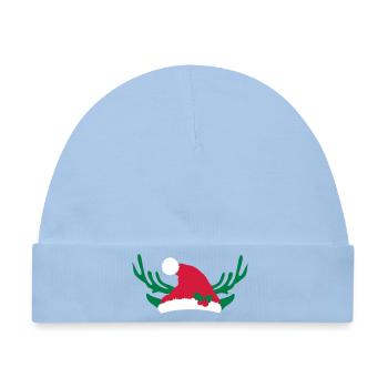 Wichtelmütze mit Stechpalme und Geweih - Baby Premium Organic Mütze - Hellblau - Vorne