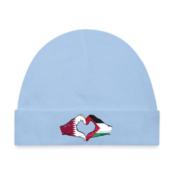 Katar Palästina Flagge Hände Herzform used - Baby Premium Organic Mütze - Hellblau - Vorne