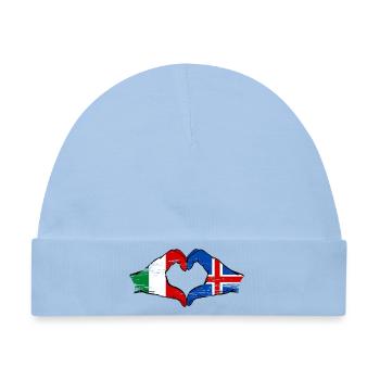 Italien Island Flagge Hände Herzform used - Baby Premium Organic Mütze - Hellblau - Vorne