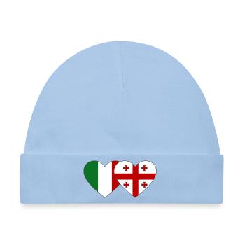 Italien Georgien Herz Flagge - Baby Premium Organic Mütze - Hellblau - Vorne