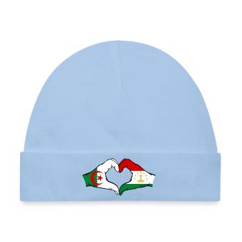 Tadschikistan Algerien Flagge Hände Herzform - Baby Premium Organic Mütze - Hellblau - Vorne