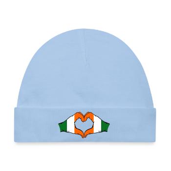 Irland Elfenbeinküste Flagge Herz - Baby Premium Organic Mütze - Hellblau - Vorne
