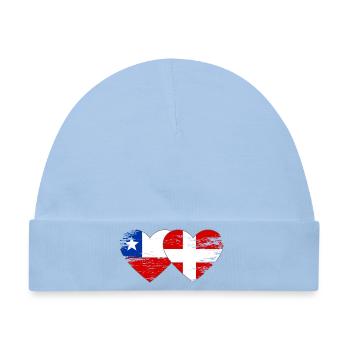 Chile Dänemark Flagge Herz used - Baby Premium Organic Mütze - Hellblau - Vorne
