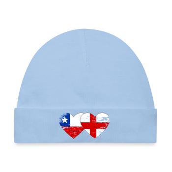 Chile England flagge Herz - Baby Premium Organic Mütze - Hellblau - Vorne