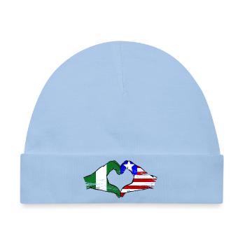 Nigeria_Liberia_Flagge_Haende_Herzform_used - Baby Premium Organic Mütze - Hellblau - Vorne