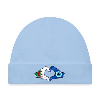 Algerien Nazar Flagge Hände Herzform used - Baby Premium Organic Mütze - Hellblau - Vorne