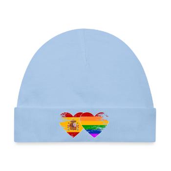 Spanien Regenbogen Flagge Herz used - Baby Premium Organic Mütze - Hellblau - Vorne