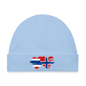Thailand Norwegen Flagge Herzform used look - Baby Premium Organic Mütze - Hellblau - Vorne