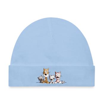 Happy Katzen I Katzenfreunde Geschenk - Baby Premium Organic Mütze - Hellblau - Vorne