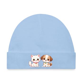 Hund Katze Comic - Baby Premium Organic Mütze - Hellblau - Vorne
