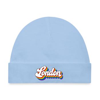 London - Regenbogen Schrift - GB - Great Britain - Baby Premium Organic Mütze - Hellblau - Vorne