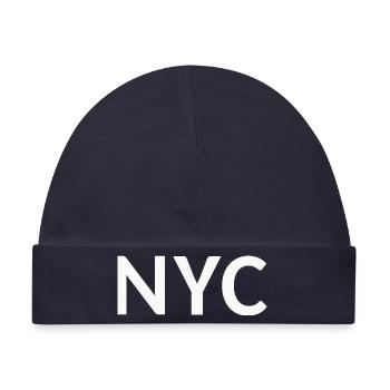 NYC Schriftzug - Baby Premium Organic Mütze - Navy - Vorne
