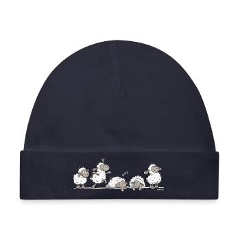 Lustige Schafe auf Linie Schlafen Tiermotiv Humor - Baby Premium Organic Mütze - Navy - Vorne