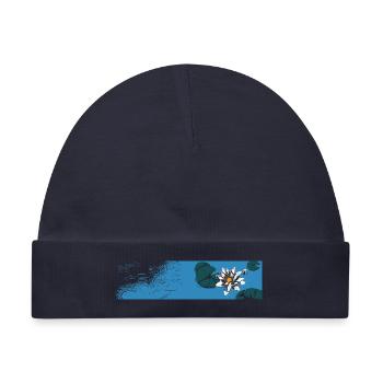 Blaue Seerose auf dem Wasser - Baby Premium Organic Mütze - Navy - Vorne