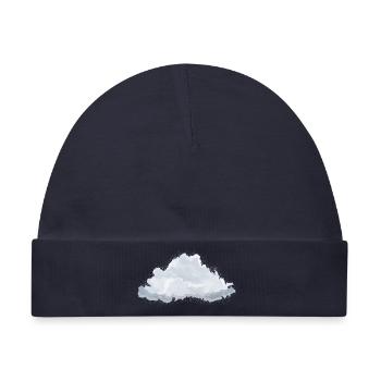 einzelne gezeichnete flauschige weiße Wolke - Baby Premium Organic Mütze - Navy - Vorne