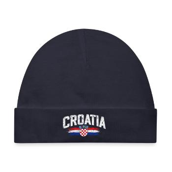 Kroatien - Vintage - Croatia - Wappen - Baby Premium Organic Mütze - Navy - Vorne