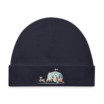 Tierische Reise – Wohnwagen voller Abenteuerlust - Baby Premium Organic Mütze - Navy - Vorne