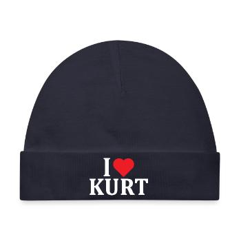 Name T-Shirt Ich liebe Kurt T-Shirt Geschenkidee - Baby Premium Organic Mütze - Navy - Vorne