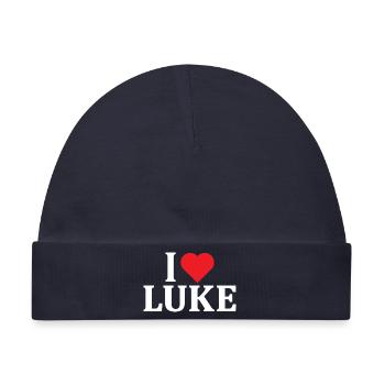Ich liebe Luke T-Shirt T-Shirt Geschenkidee - Baby Premium Organic Mütze - Navy - Vorne