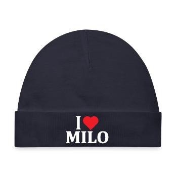 Ich liebe Milo T-Shirt Geschenkidee T-Shirt - Baby Premium Organic Mütze - Navy - Vorne