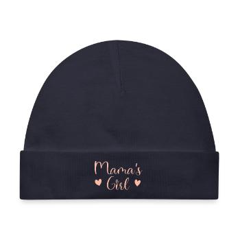 Mama Tochter Schriftzug Rosa - Baby Premium Organic Mütze - Navy - Vorne