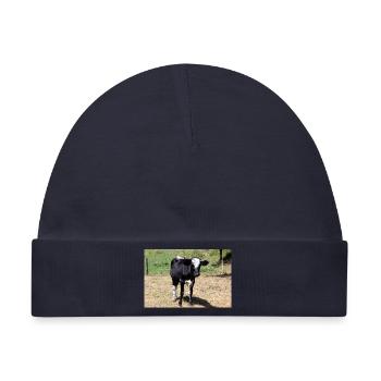 Kuh Poster - Baby Premium Organic Mütze - Navy - Vorne