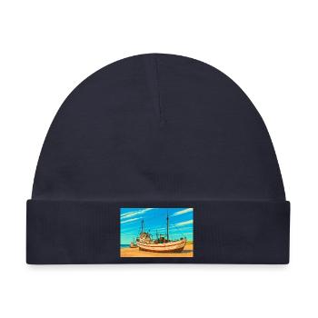 Kutter am Sletterstrand in Dänemark - Baby Premium Organic Mütze - Navy - Vorne