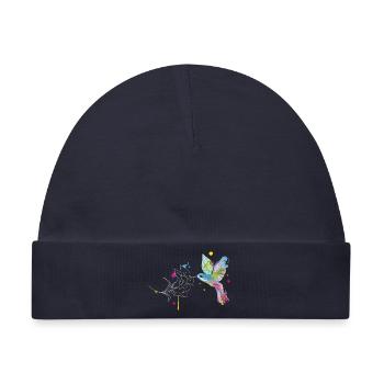 Kolibri und Blüte - Baby Premium Organic Mütze - Navy - Vorne