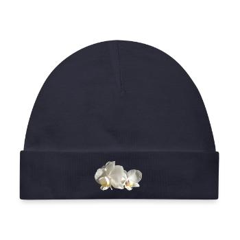 Orchidee weiß - Baby Premium Organic Mütze - Navy - Vorne