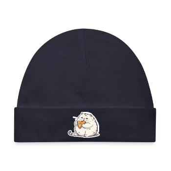 Dicke runde Katze hat nur an Pizza interesse - Baby Premium Organic Mütze - Navy - Vorne