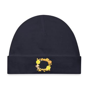 Ingwer-Zitrone-Honig-Rahmen – Wohlfühlmotiv - Baby Premium Organic Mütze - Navy - Vorne