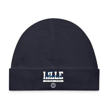 Lille Frankreich Koordinaten Reise Souvenir - Baby Premium Organic Mütze - Navy - Vorne