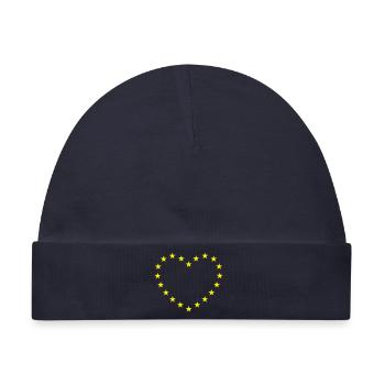 EU Sterne Herz - Baby Premium Organic Mütze - Navy - Vorne