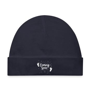 "Coming Soon" Geschenk, Geburtsanzeige - Baby Premium Organic Mütze - Navy - Vorne