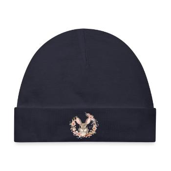 Frühlingskranz mit Kaninchen als Osterhase - Baby Premium Organic Mütze - Navy - Vorne